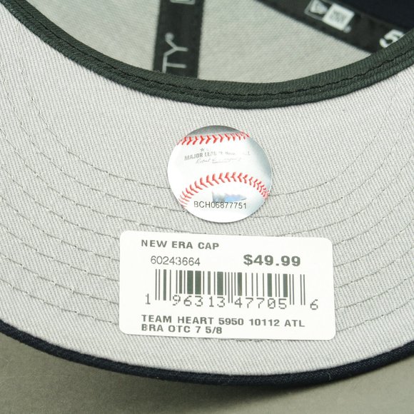 New Era 59Fifty MLB Atlanta Braves Team Heart Love Hustle Game Fitted Hat 7 5/8 - Picture 10 of 12